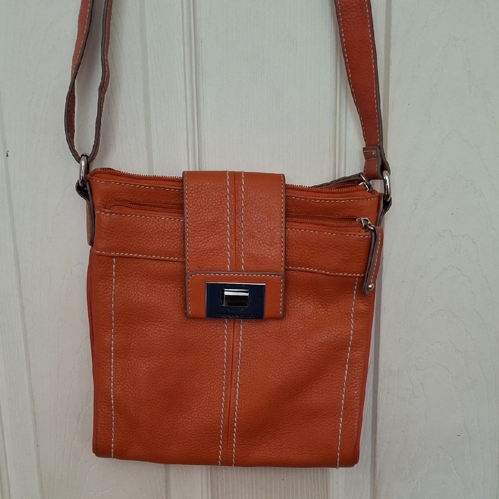Orange Leather Crossbody Bag
